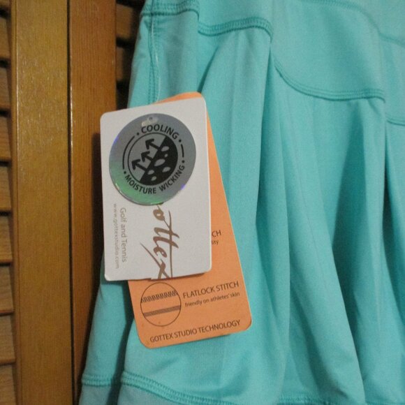 Gottex skort NEW aqua blue pull on & stretchy, pleated skirt size L - Picture 3 of 7